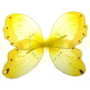 Yellow Butterfly Wings Small Halloween Costume Fun Cosplay Bling Sparkles Photos